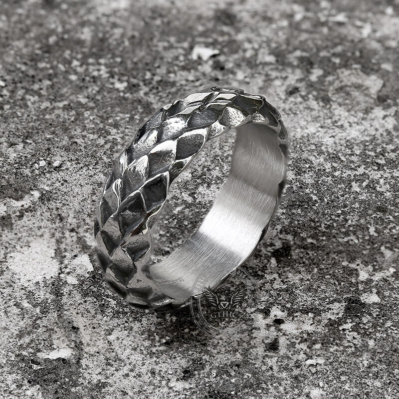Retro Snake Scale Stainless Steel Ring