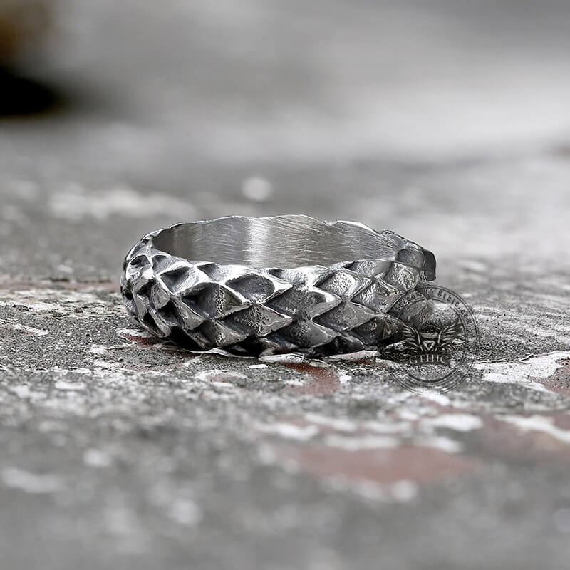 Retro Snake Scale Stainless Steel Ring