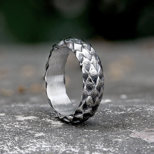Retro Snake Scale Stainless Steel Ring