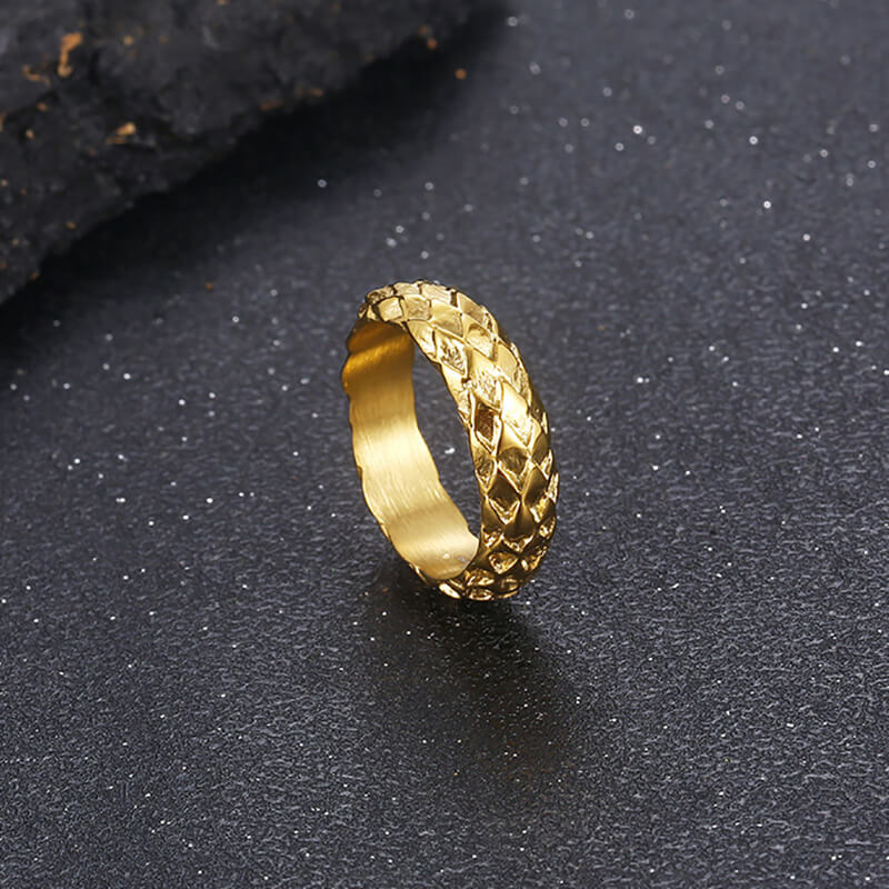 Retro Snake Scale Stainless Steel Ring