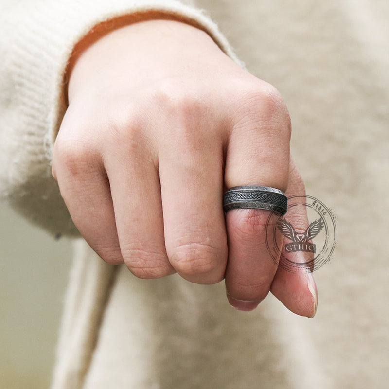 Retro Tree Of Life Knot Stainless Steel Viking Ring