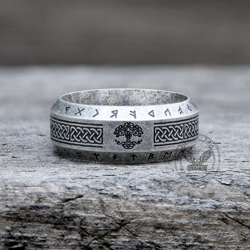Retro Tree Of Life Knot Stainless Steel Viking Ring