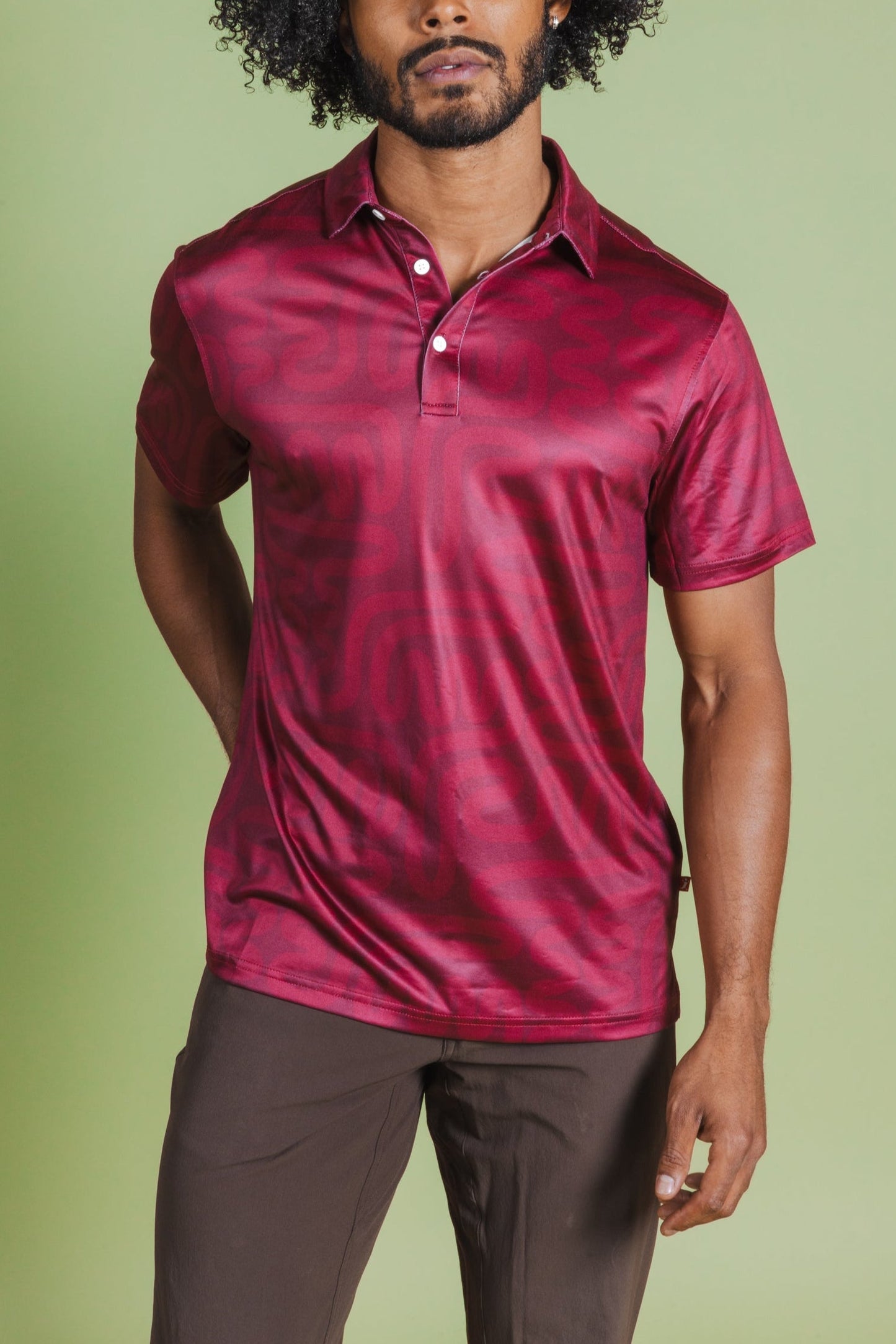 The Finish Line | Red Abstract Men’s Polo