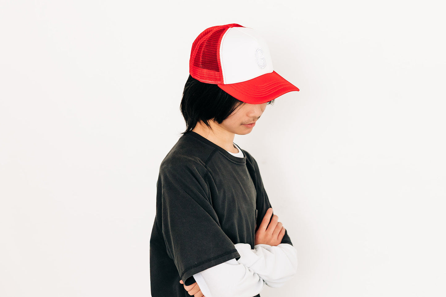 Red & White Letter Trucker Hat