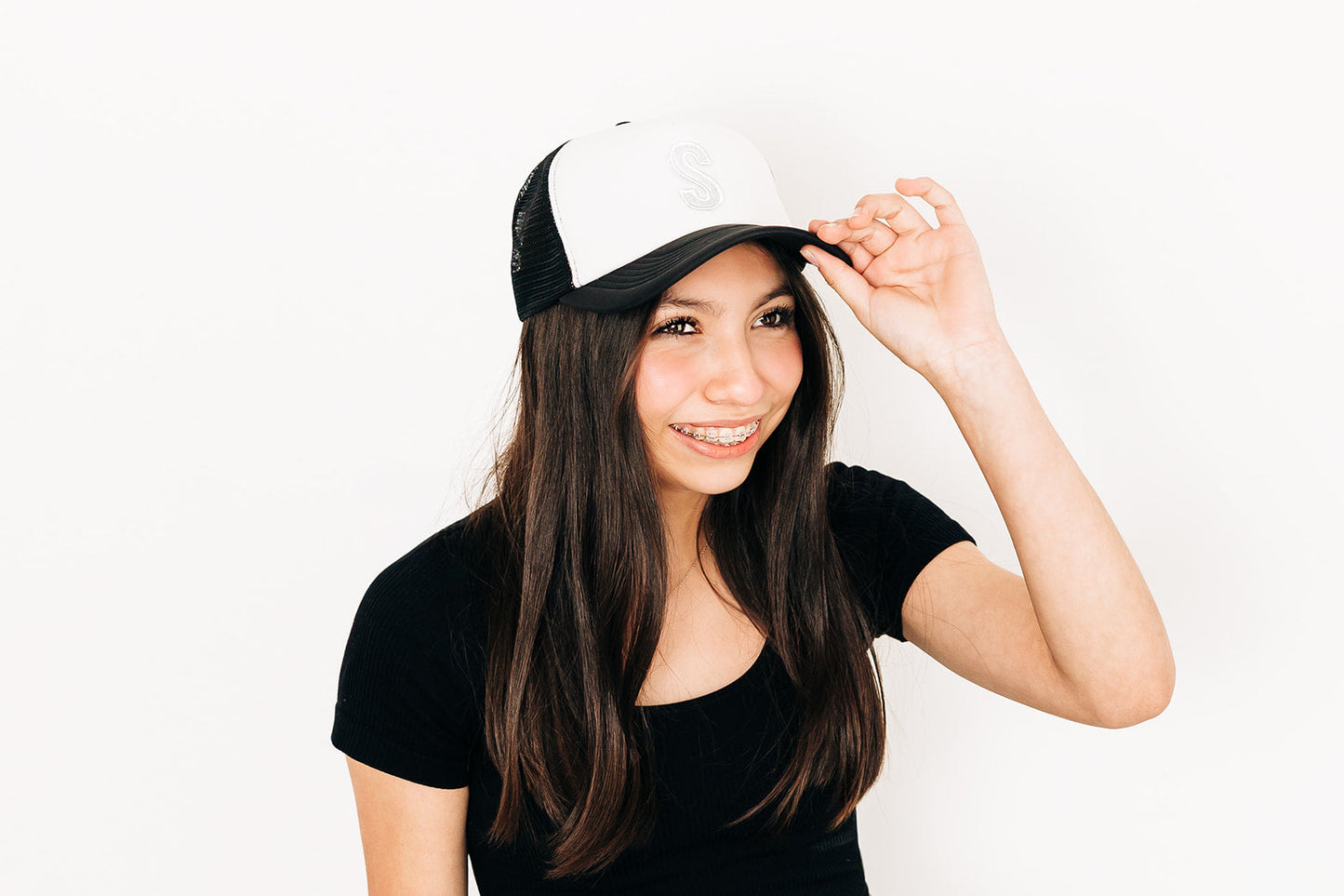Black & White Letter Trucker Hat