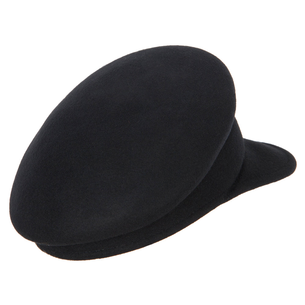 Women's Rhinestone Accent Wide Band Wool Felt Newsboy Cap