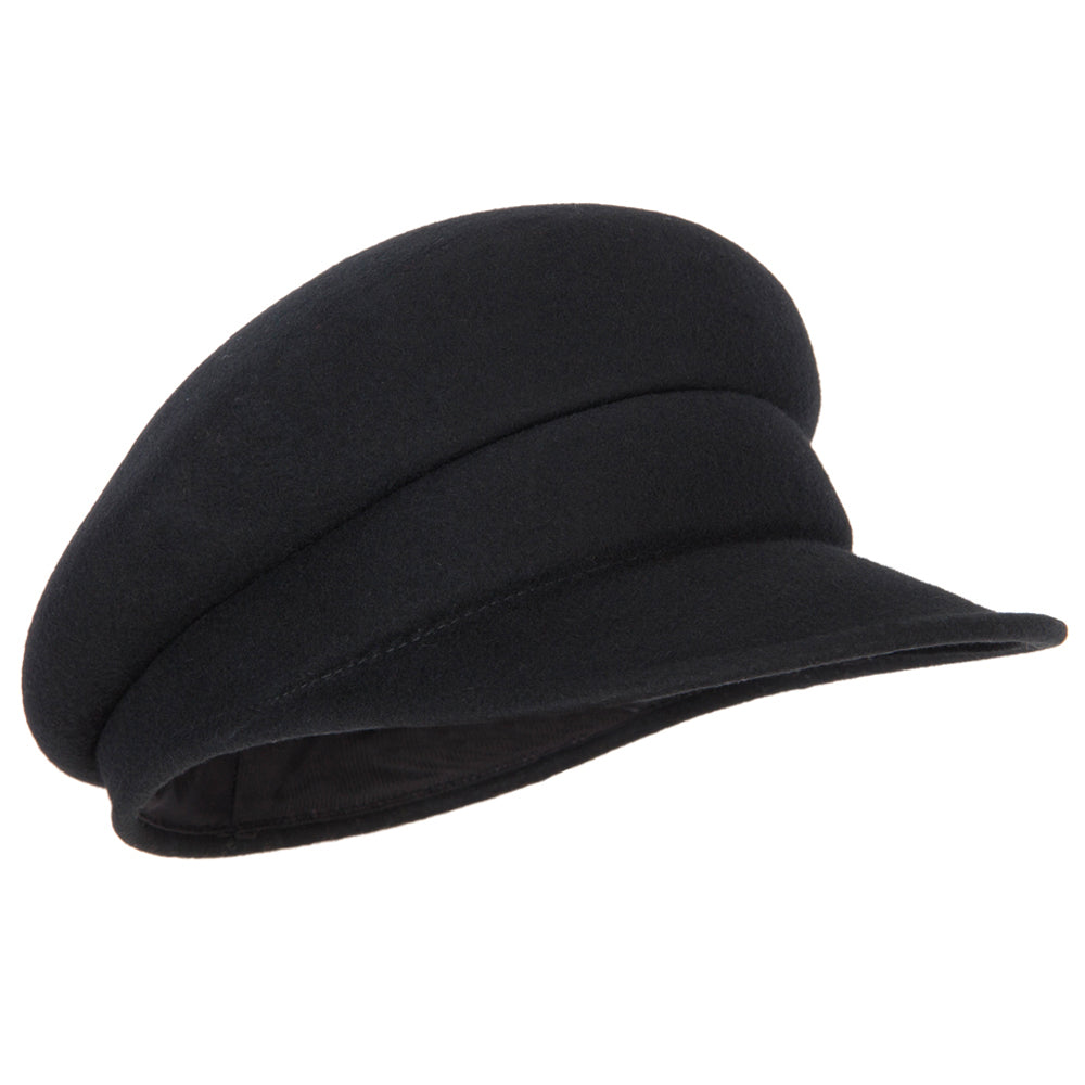 Women's Rhinestone Accent Wide Band Wool Felt Newsboy Cap