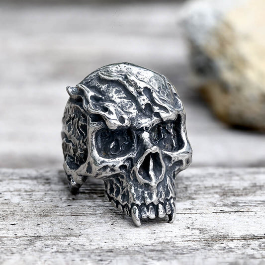 Rise From Ashes Stainless Steel Skull Ring