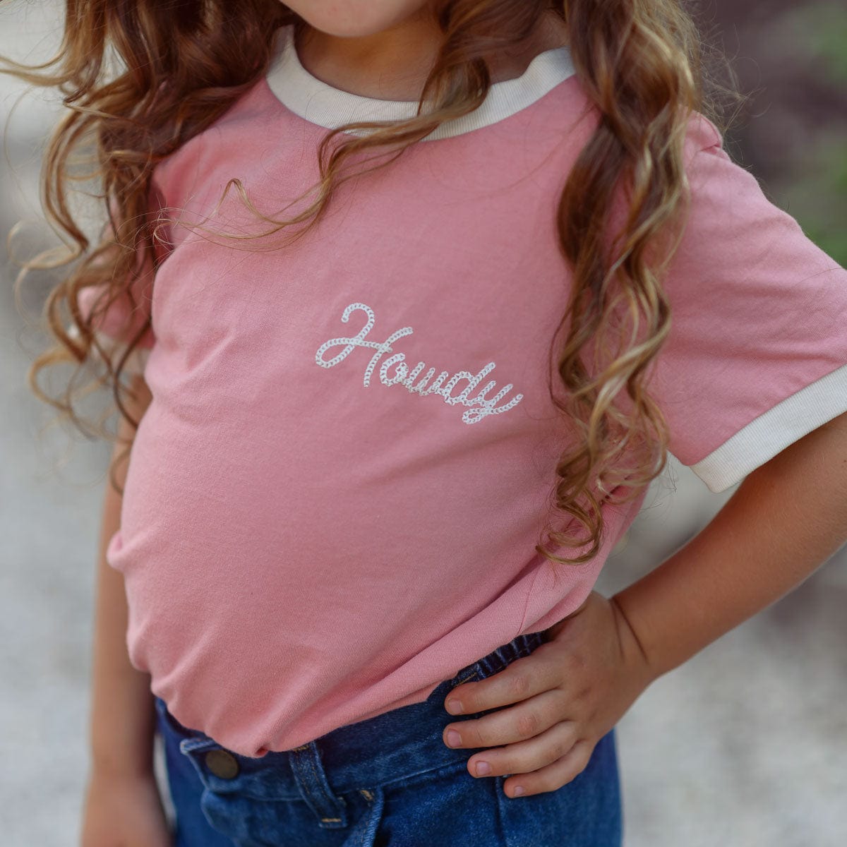Howdy Vintage Ringer | Pink (Youth)