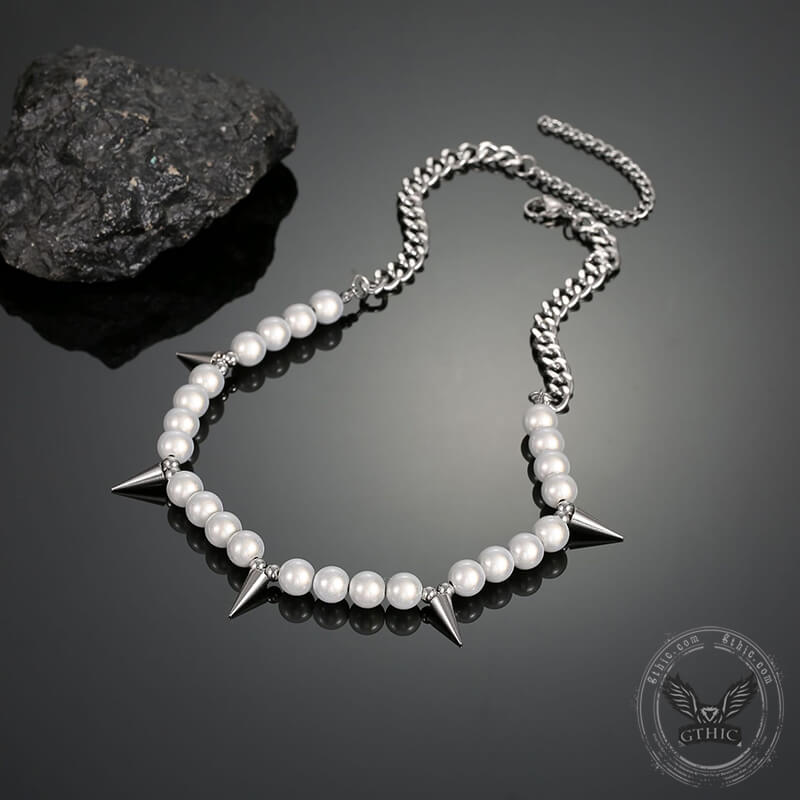 Rivet Pearl Stainless Steel Necklace