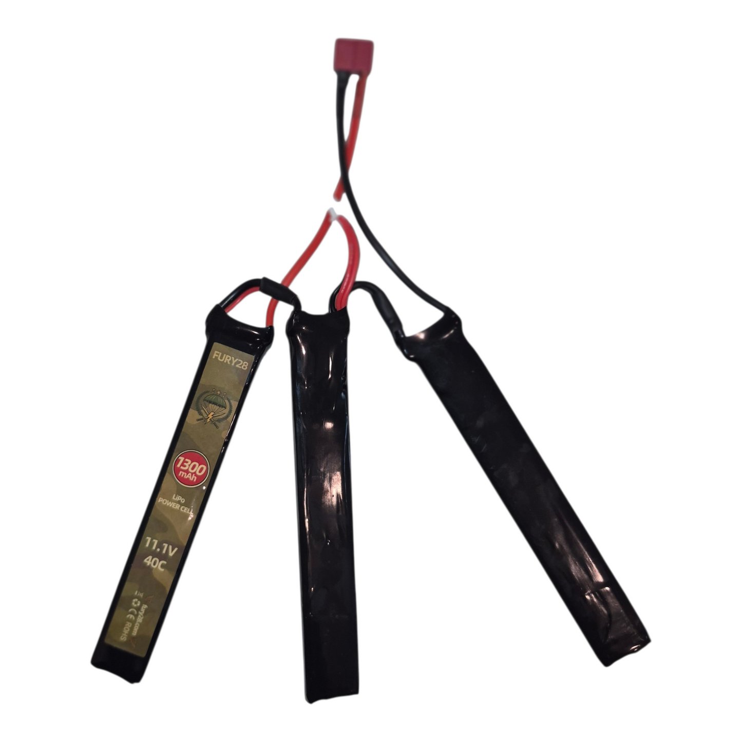 Fury28 11.1v 1300mah 40c Lipo battery butterfly split type