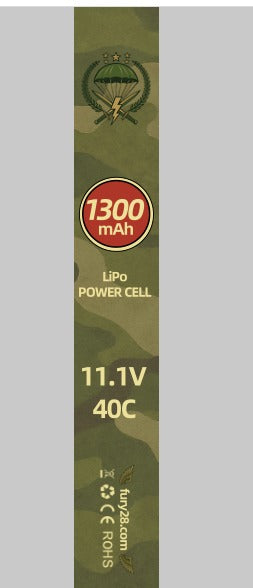 Fury28 11.1v 1300mah 40c Lipo battery long Type AK AEG