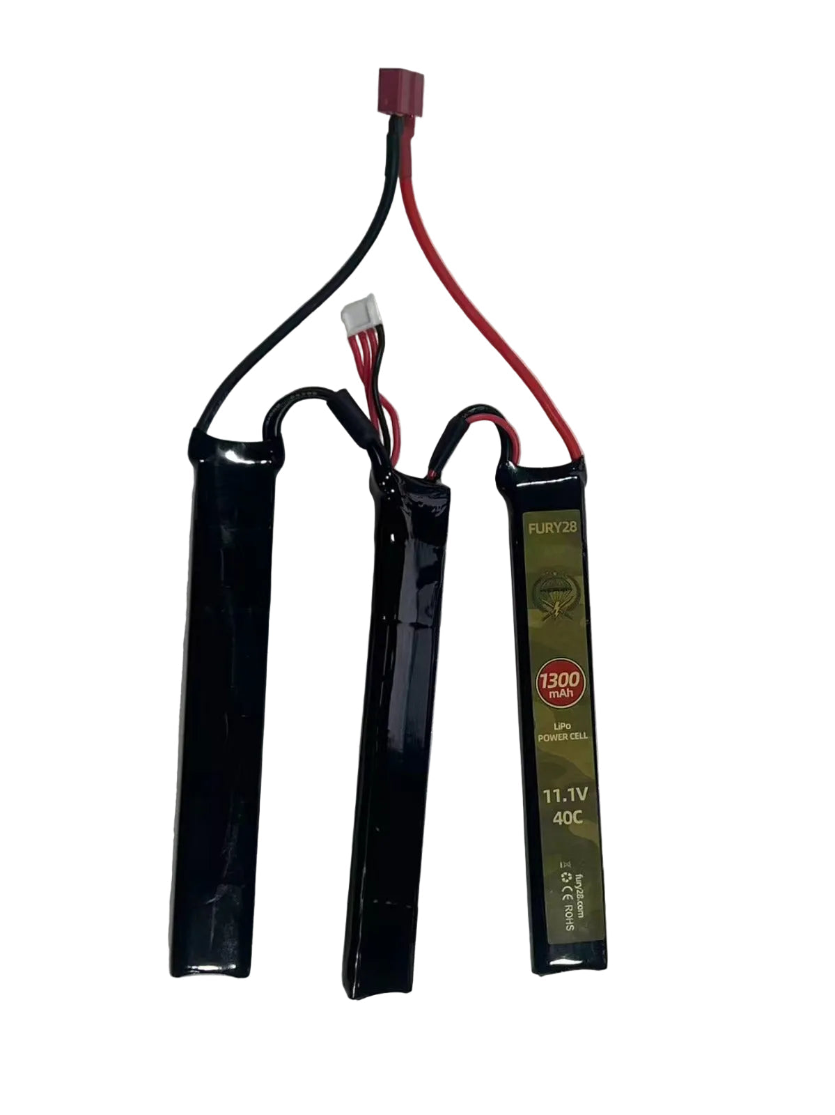 Fury28 11.1v 1300mah 40c Lipo battery butterfly split type