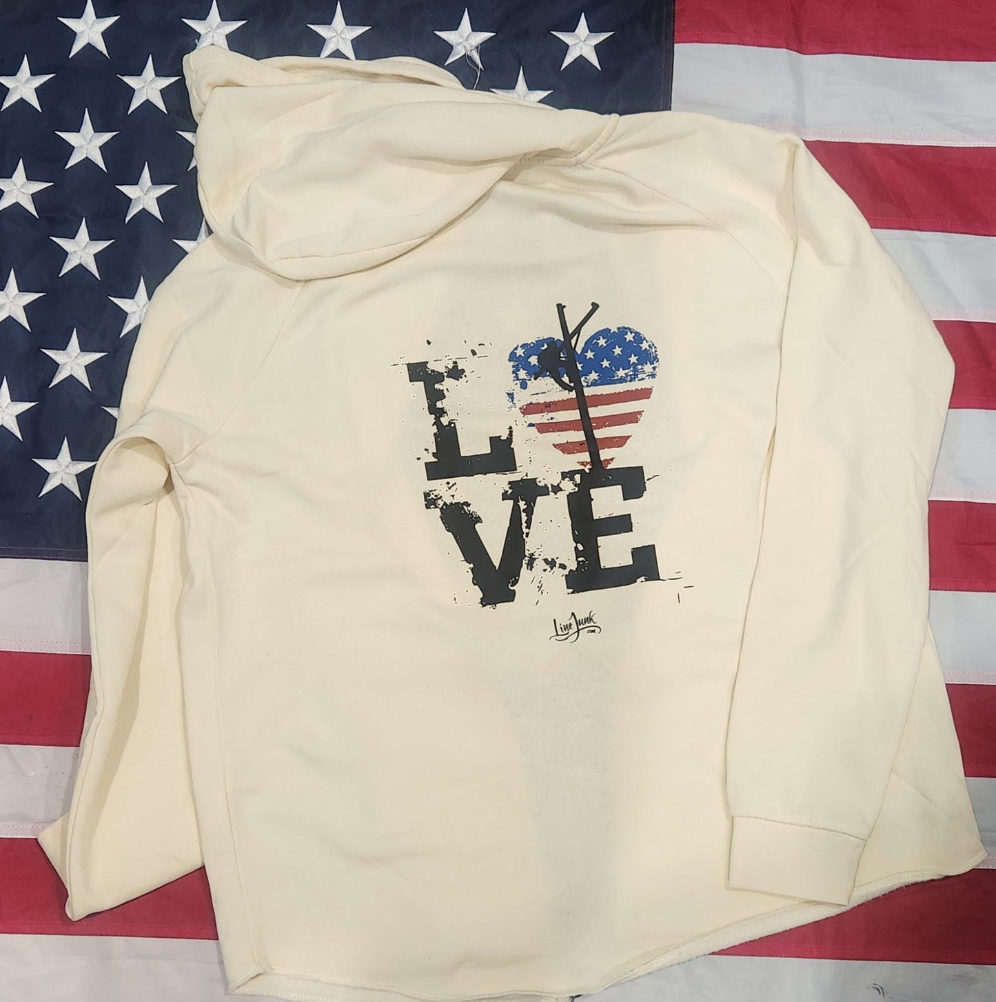 Love Flag Colored Hoodie - lineman