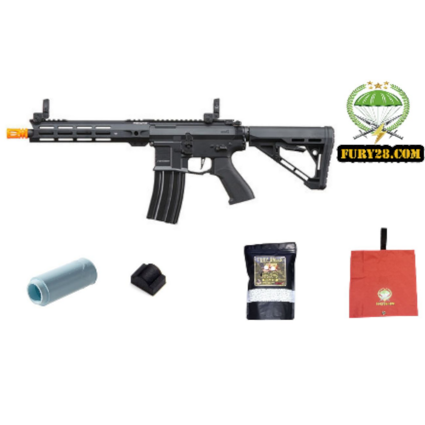 Fury28 Custom Lancer Tactical Gen4 Predator 10.5in MLOK AEG with Gate Aster, 3300bbs Mapleleaf Mrhop, deag Rag bundle