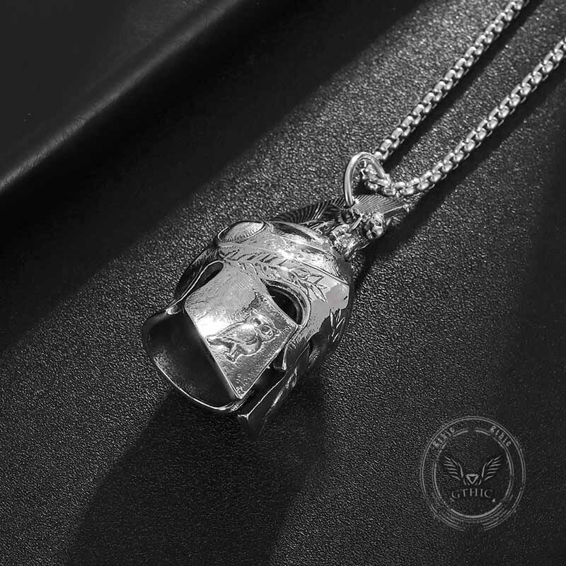 Roman Warrior Helmet Stainless Steel Bell Pendant