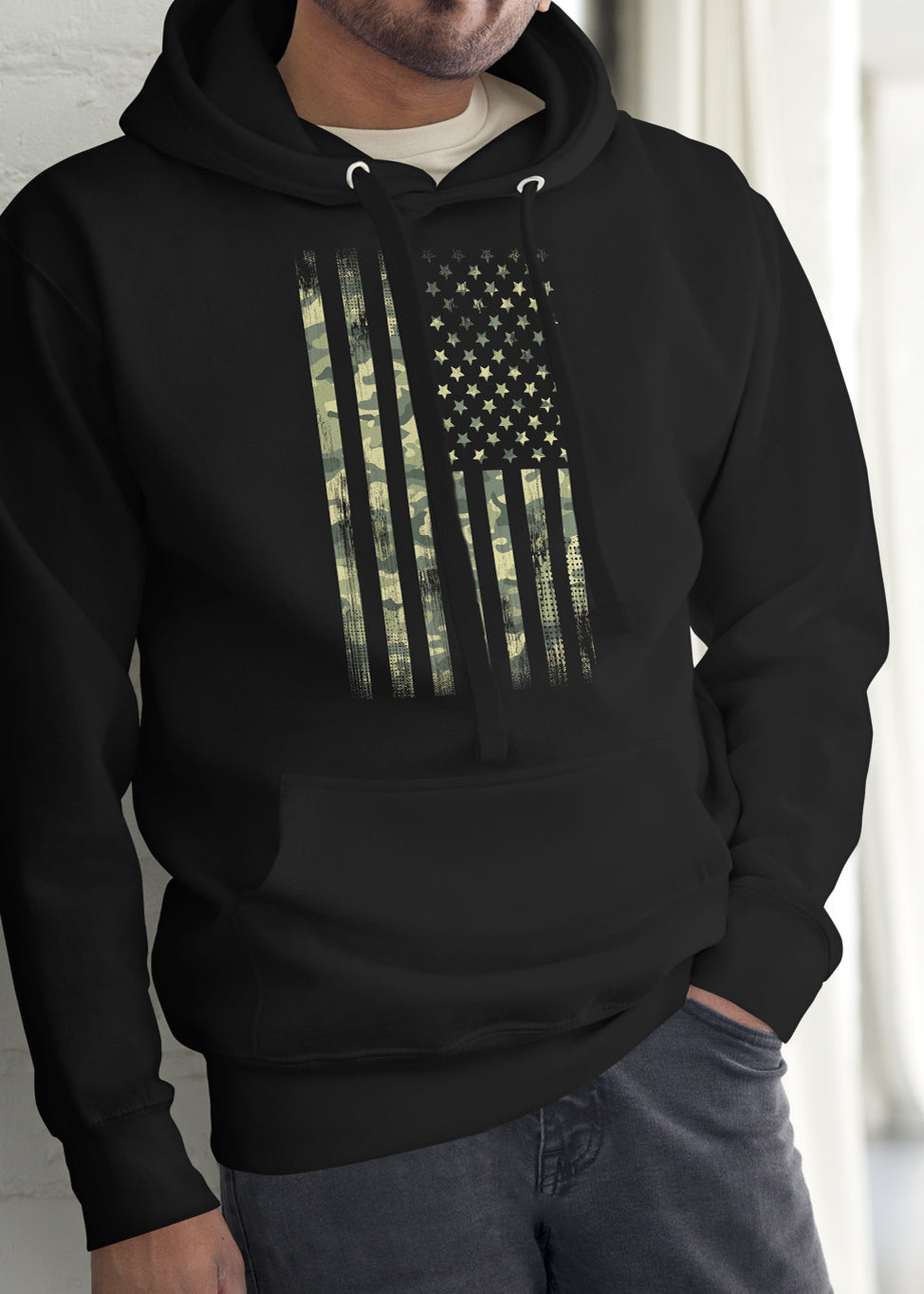 Camo Flag Patriotic Men's Hoodie
