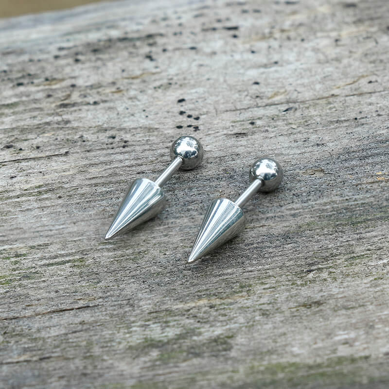 Round Ball Spike Stainless Steel Stud Earrings