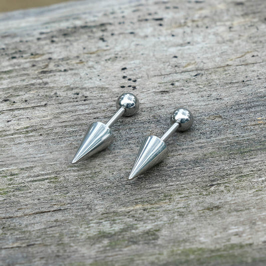 Round Ball Spike Stainless Steel Stud Earrings