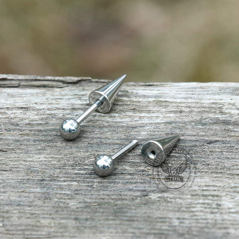 Round Ball Spike Stainless Steel Stud Earrings