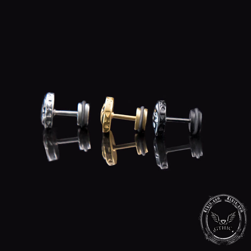 Round Skull Stainless Steel Stud Earrings