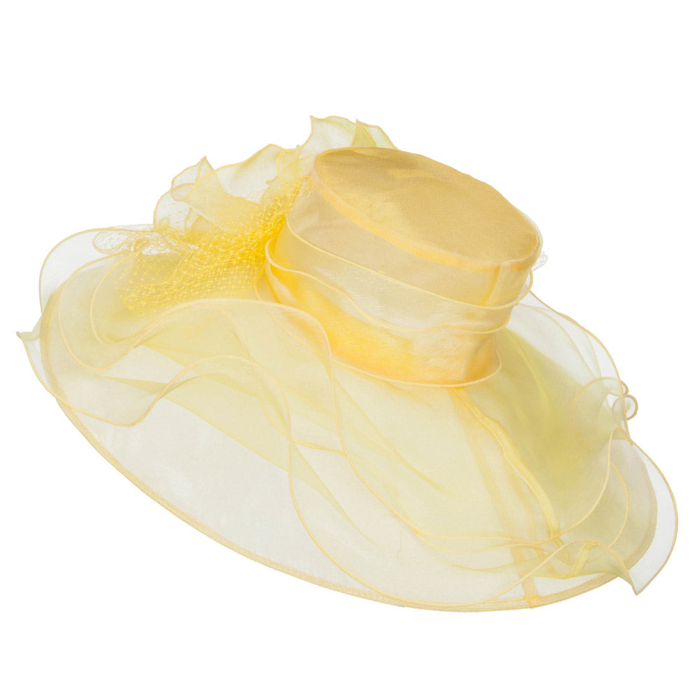 2 Roses Accent Wide Organza Hat