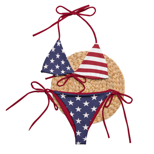 FREE Shipping, American Grrrl Patriotic USA Flag String Bikini, UPF 50
