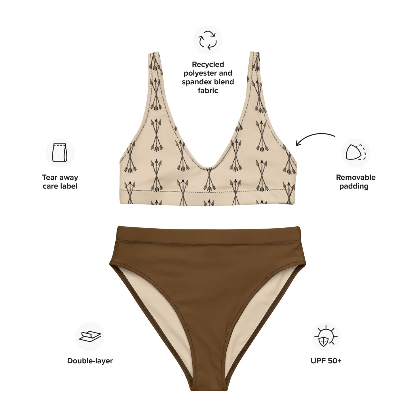 FREE Shipping, Arrow Archery Pattern High Waist Bikini, UPF 50