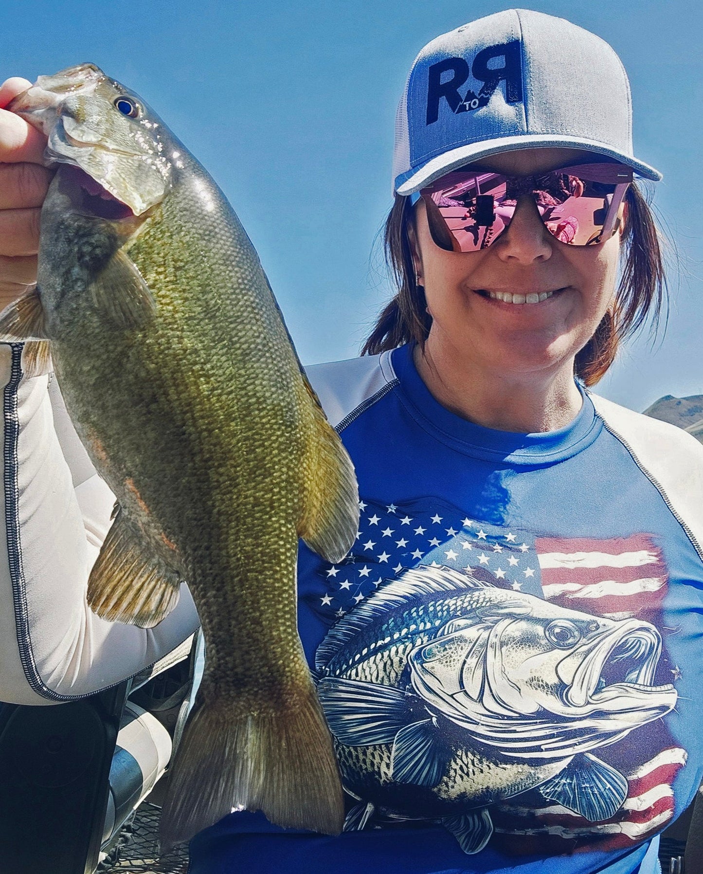 UPF 50 Women's Bass Fishing USA Rashguard, Activewear Shirt