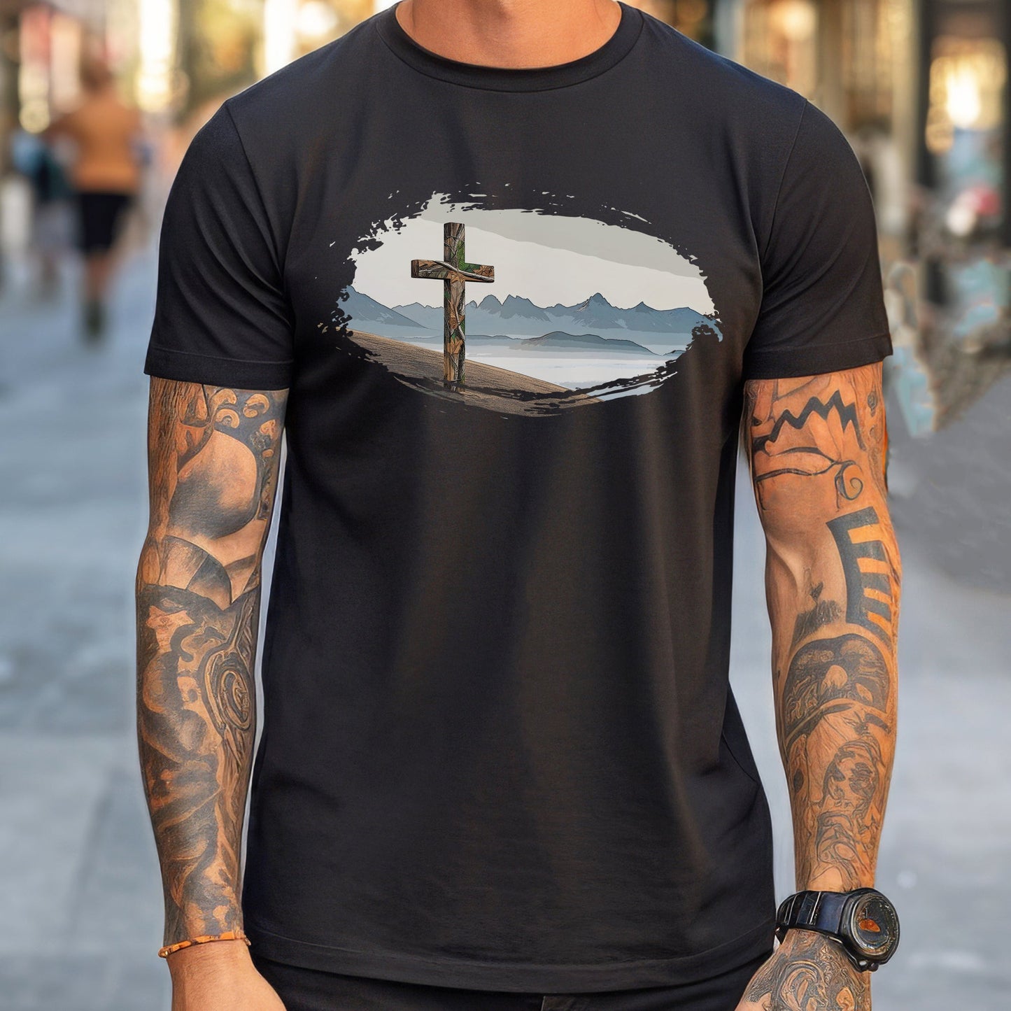 Men's Christian Outdoorsman Camo Cross T