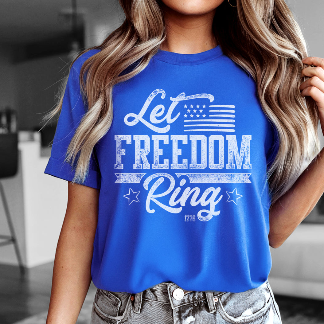 Let Freedom Ring, Women's 2A T-Shirt, Blue or Red