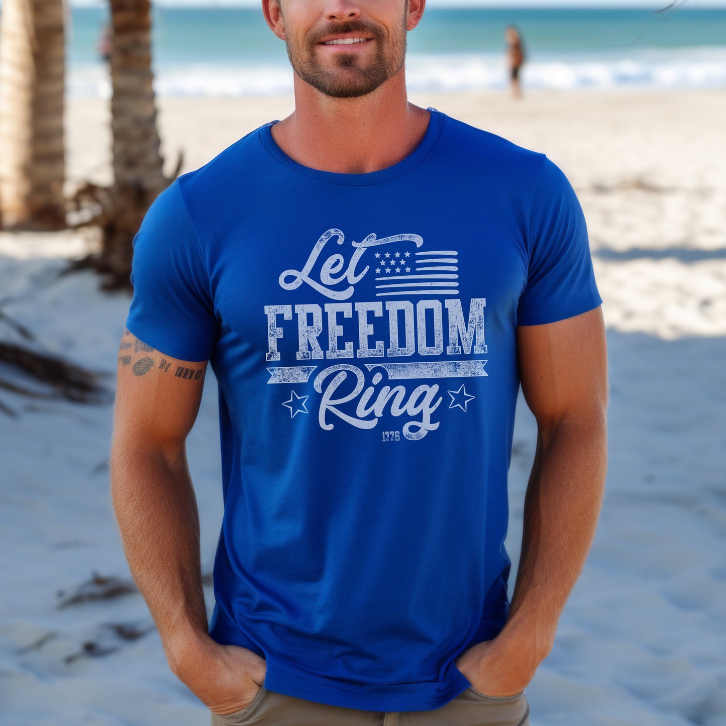 Let Freedom Ring Men's 2A Patriotic T, Red or Blue