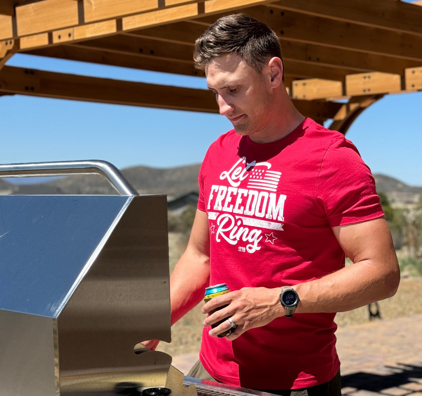 Let Freedom Ring Men's 2A Patriotic T, Red or Blue