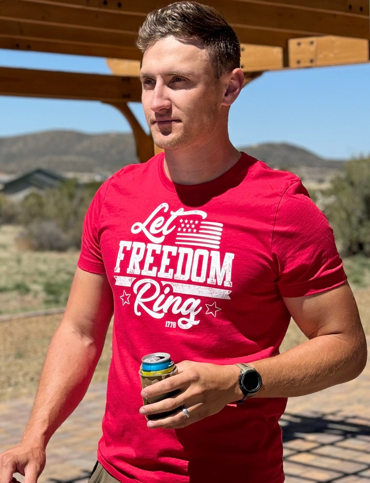 Let Freedom Ring Men's 2A Patriotic T, Red or Blue