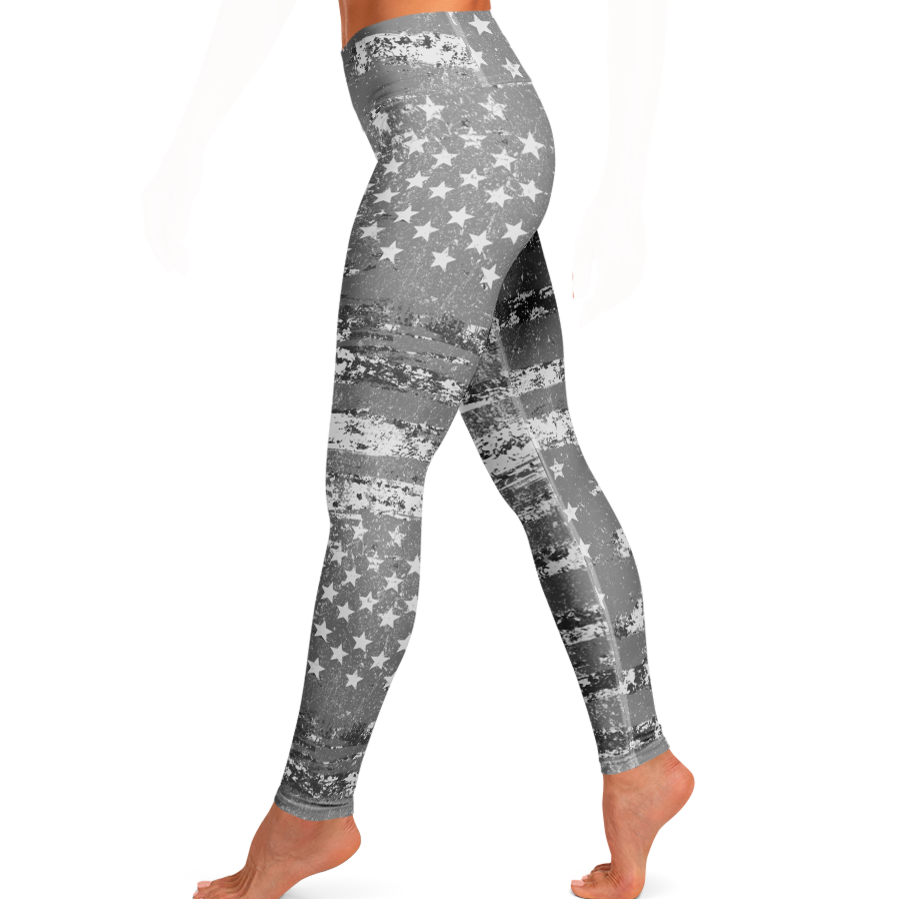 Silver Flag USA High Waist Yoga Leggings, XS- XL