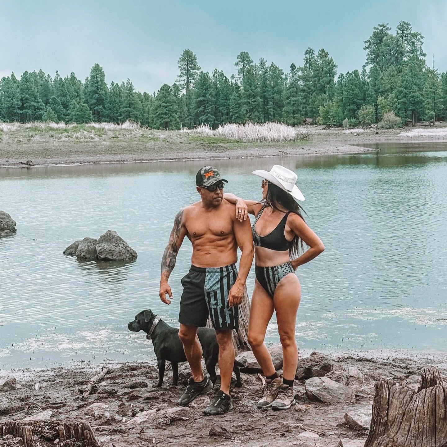 FREE Shipping, High Waist, Grey Flag Patriotic Bikini, Padded