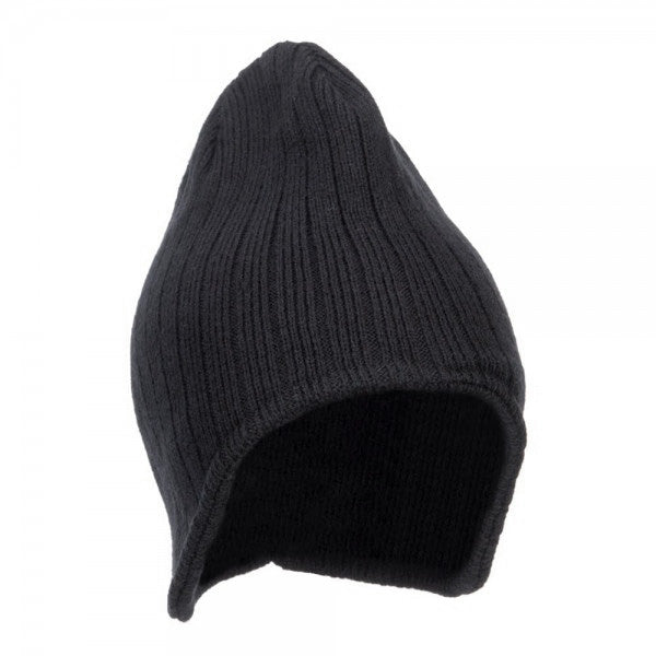 Rib Knit Ear Flap Beanie