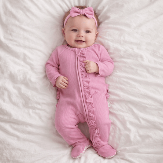 Ruffle Footie Cashmere Rose