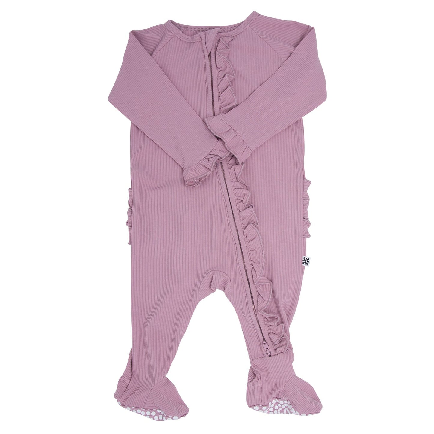 Ruffle Footie Petunia Pink Rib