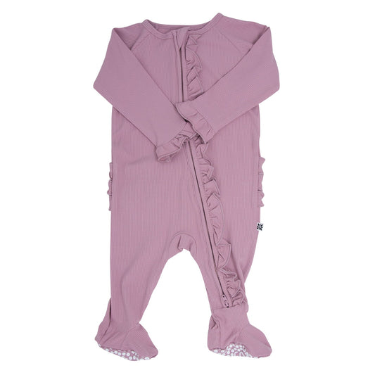 Ruffle Footie Petunia Pink Rib