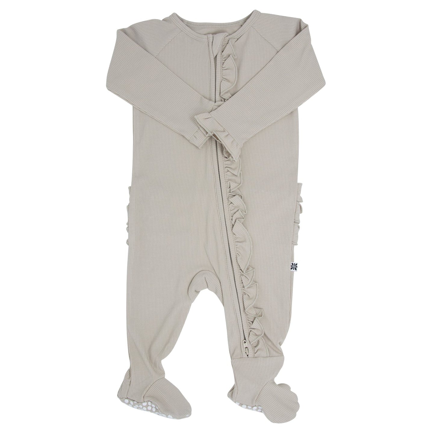 Ruffle Footie Oatmeal Rib