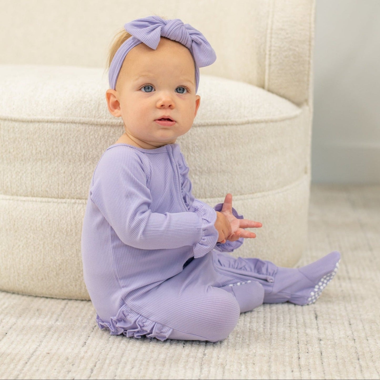 Ruffle Footie Orchid Petal Rib