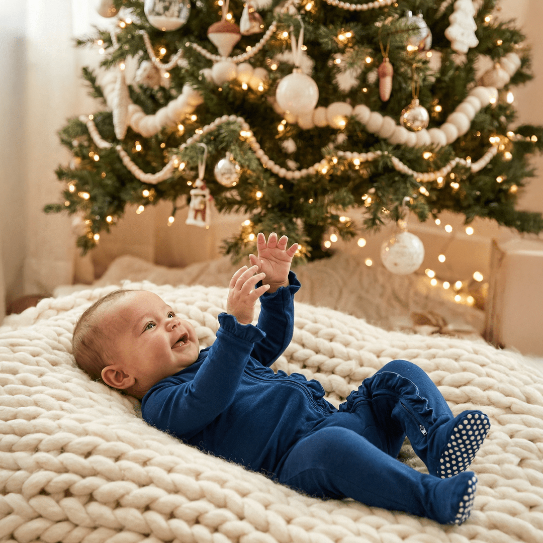 Ruffle Footie Navy Blue