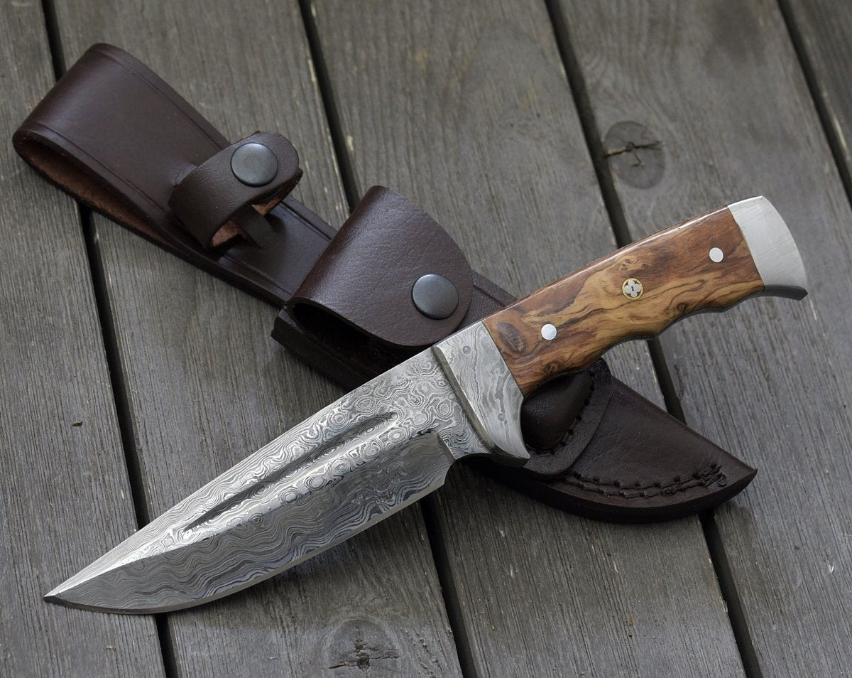 Rune Camping Knife with Exotic Leopard Wood Handle