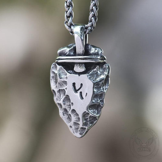 Rune Stone Arrow Stainless Steel Viking Pendant