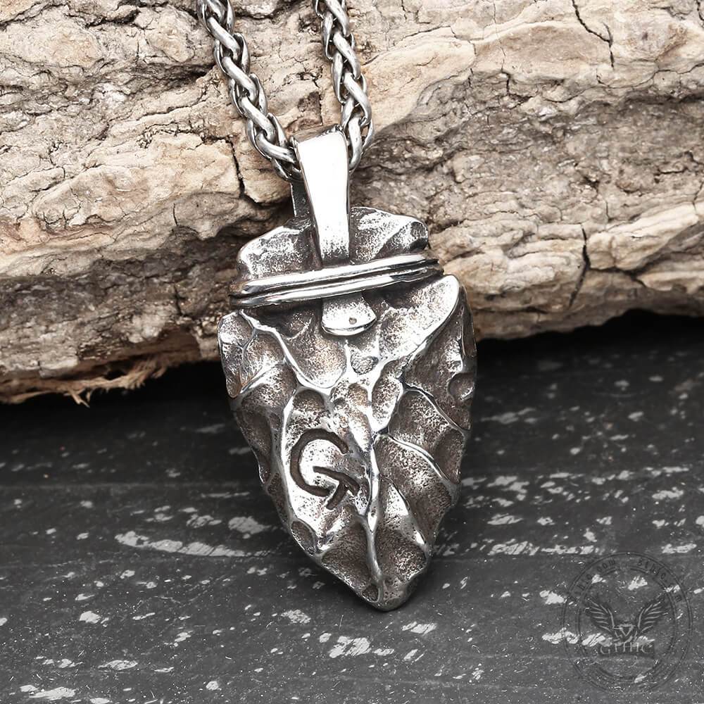 Rune Stone Arrow Stainless Steel Viking Pendant