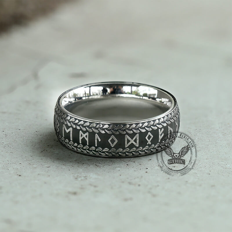 Runes Braided Pattern Stainless Steel Viking Ring