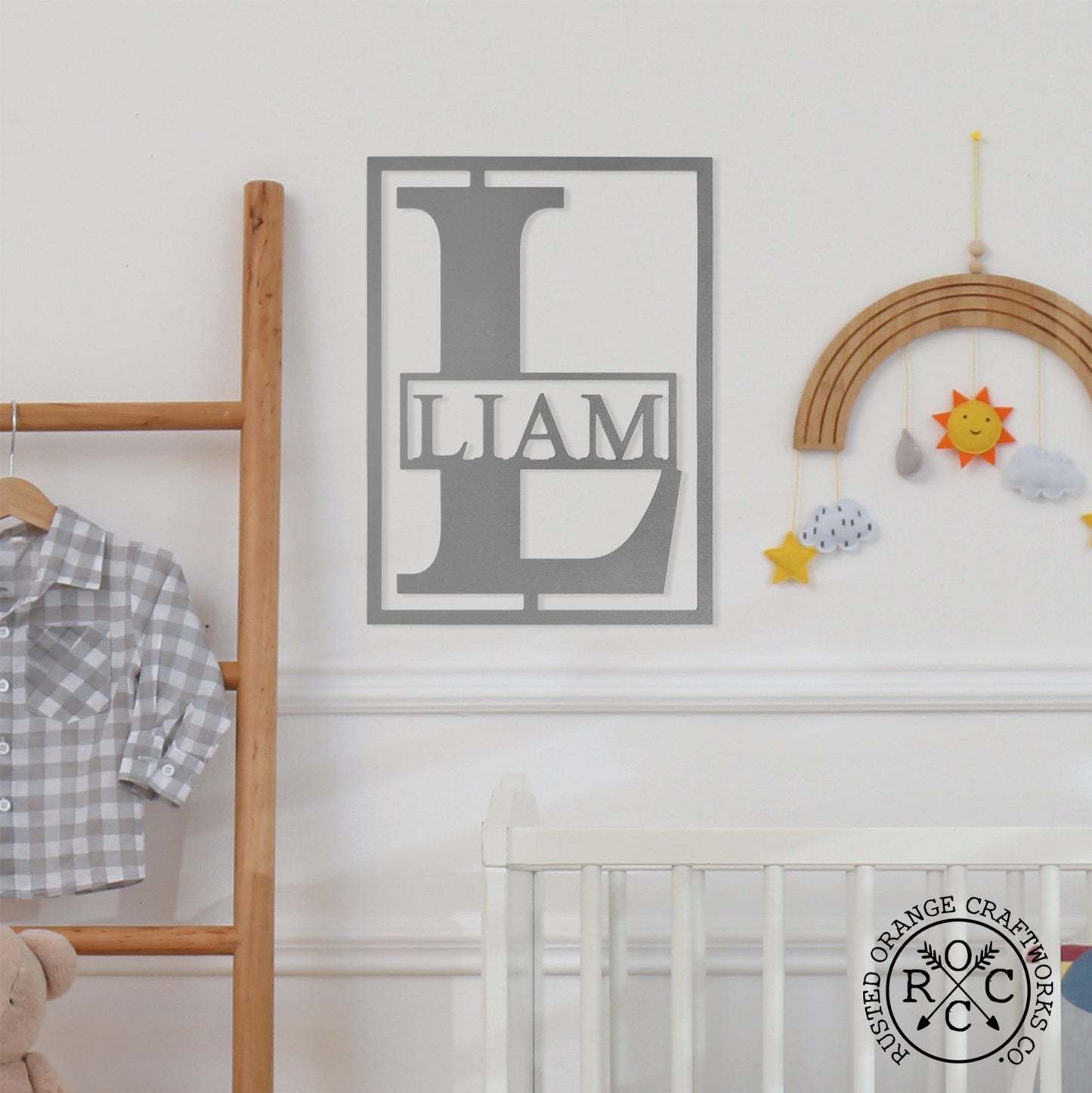 Block Border Monogram - Custom Metal Family Sign House Name Plates