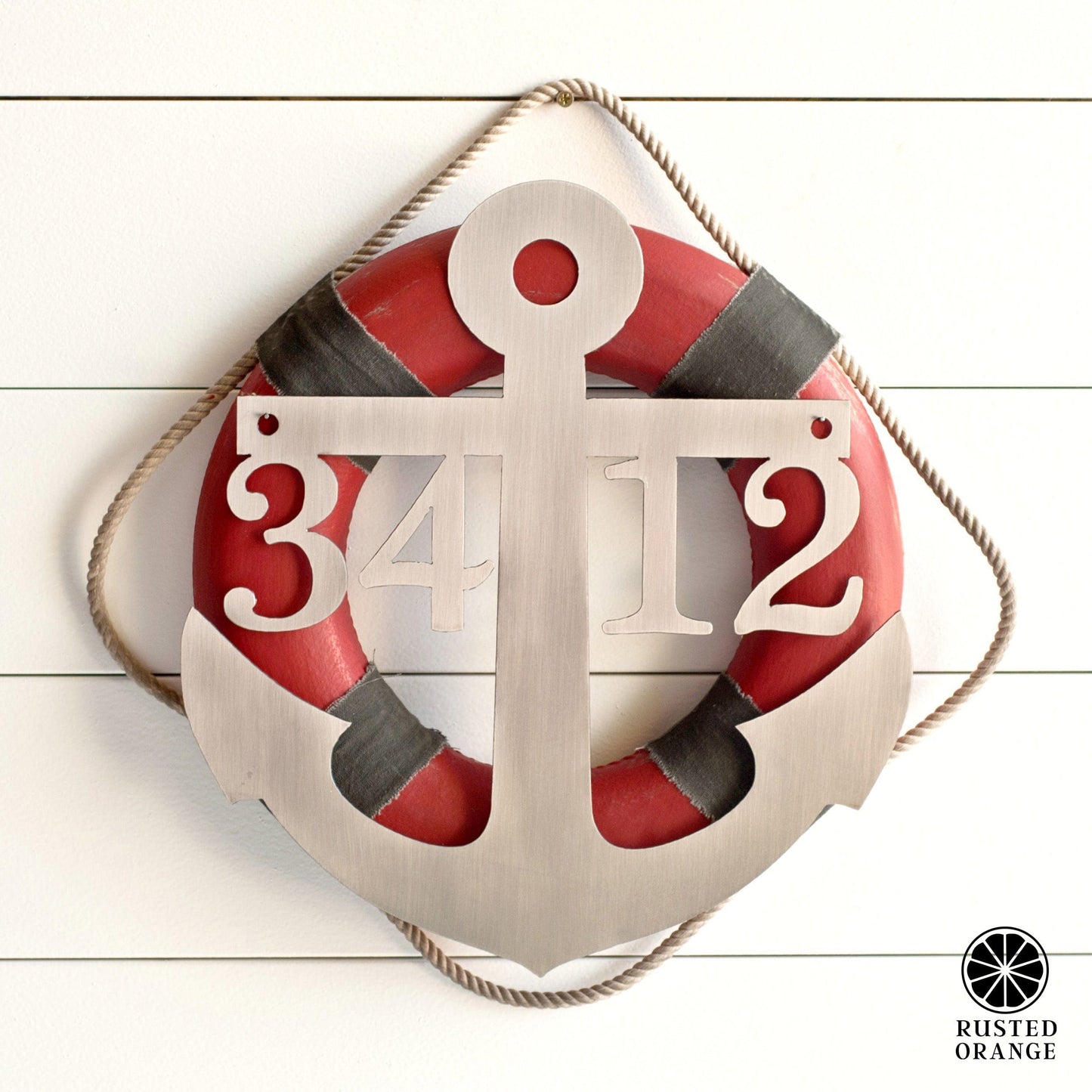Anchor Address Plaque - Coastal House Numbers Plaque Beach Nautical Decor