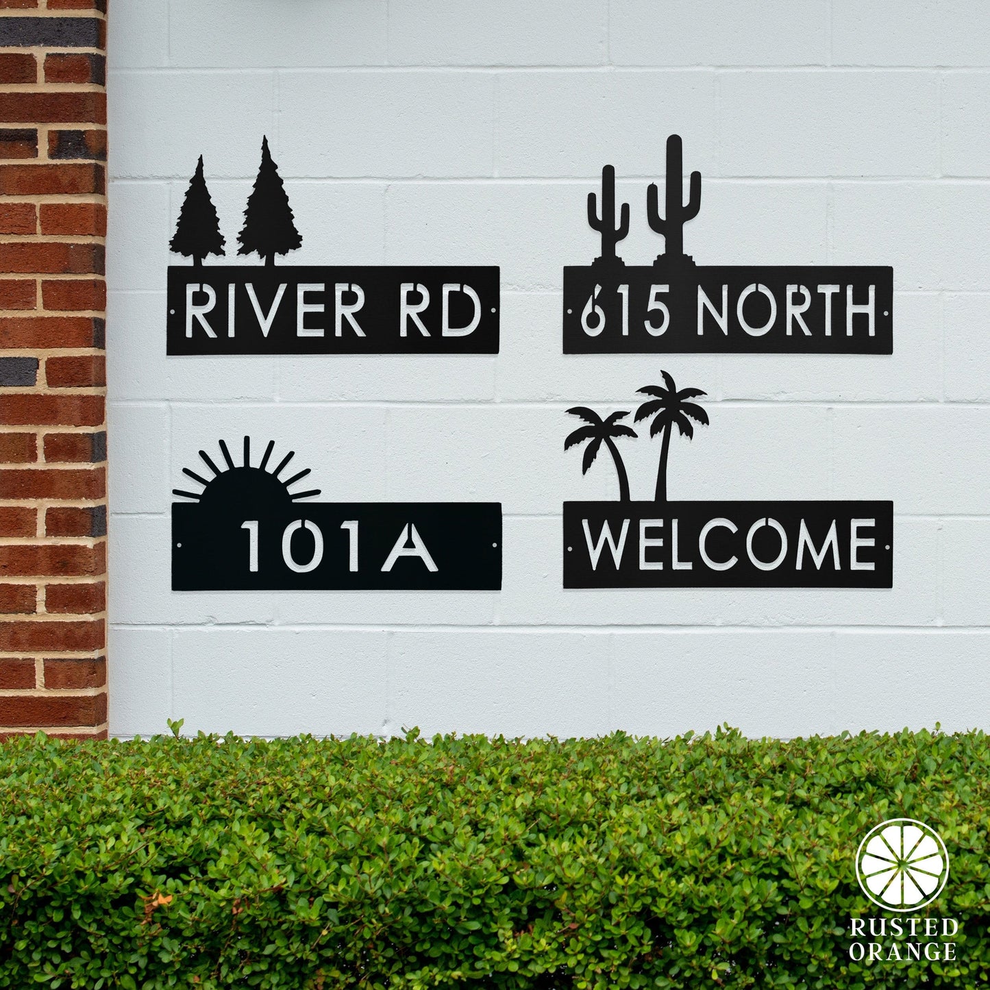 Landscape Address Plaque - 4 Styles - Circular Address Plaque for House Numbers